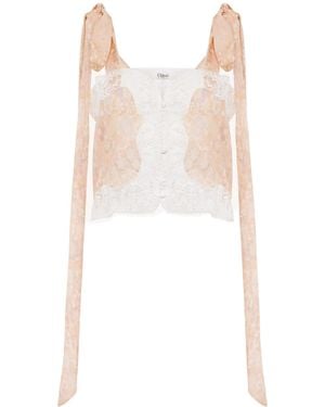 Chloé Tie-Strap Cropped Top - White