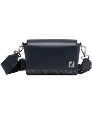Fendi Ff Squared Compact Messenger Bag - Blue