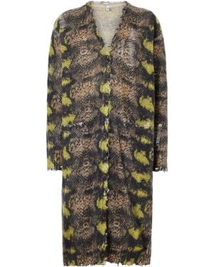R13 Distressed Animal-Print Cashmere Cardigan - Multicolour