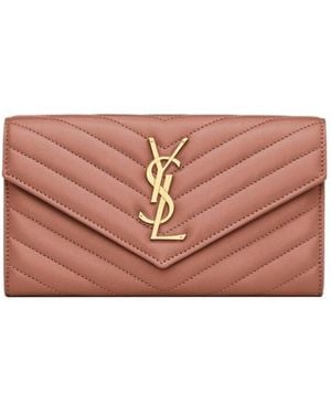 Saint Laurent Cassandre Large Wallet - Pink