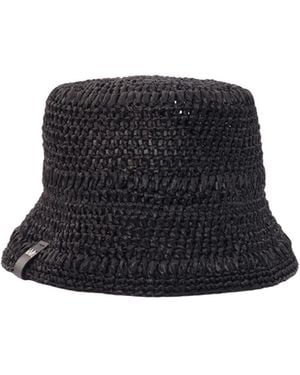 Weekend by Maxmara Logo Lettering Woven Bucket Hat - Black