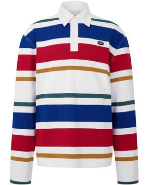 Ami Paris Multicolored Striped Longsleeve Polo Shirt - Blue