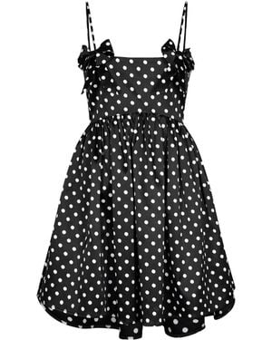 Ganni Satin Polka Dot Dress - Black