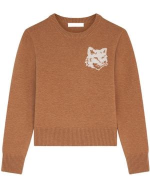 Maison Kitsuné Maison Kitsuné Fox Head Intarsia Regular Jumper - Brown