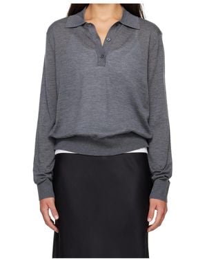 Loulou de Saison Long-Sleeve Polo Shirt - Gray