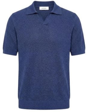 Gran Sasso Ribbed-Knit Short-Sleeve Polo Shirt - Blue