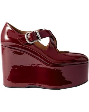 Alaïa Round Head Wedges - Red