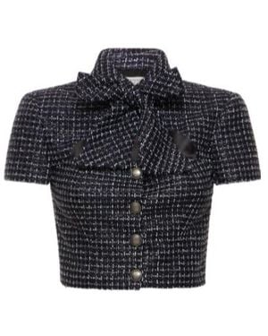 Alessandra Rich Bowtie Tweed Jacket - Black