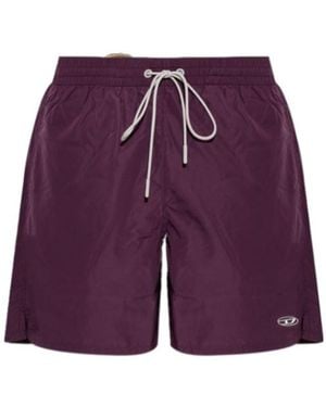 DIESEL George Logo-Embroidered Drawstring Swim Shorts - Purple
