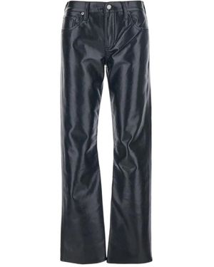 Agolde Leather-Blend Straight-Leg Pants - Blue