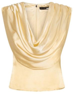 ROTATE BIRGER CHRISTENSEN Draped Cowl-Neck Top - Metallic