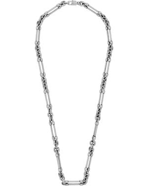 Saint Laurent Bolt And Chain Metal Necklace - White