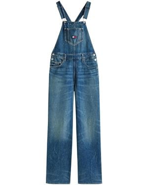 Tommy Hilfiger Mia Relaxed Faded Denim Dungarees - Blue