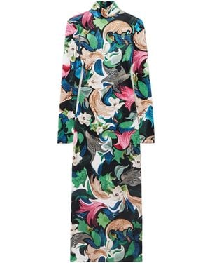 Mary Katrantzou Velvet Turtleneck Midi Dress - White
