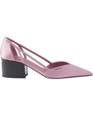 Prada Logo Printed Pointed Toe Court Shoes - Pink