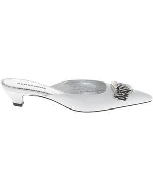 DSquared² Logo-Plaque Pointed-Toe Mules - White