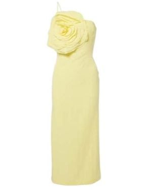 Blumarine Floral Embroidered Midi Dress - Yellow