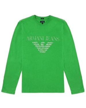 Armani Jeans T-Shirt With Round Neck And Long Sleeves - Green