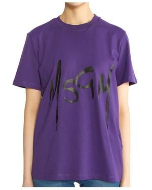 MSGM Logo Short-Sleeved T-Shirt - Purple