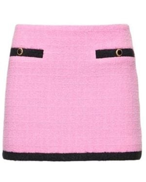Alessandra Rich Low Waist Tweed Bouclé Mini Skirt - Pink