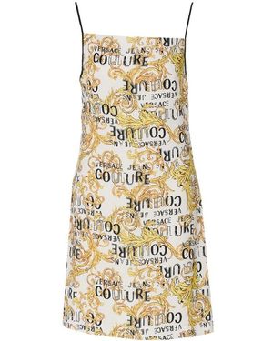 Versace Jeans Couture Couture Logo Printed Sleeveless Mini Dress - Metallic