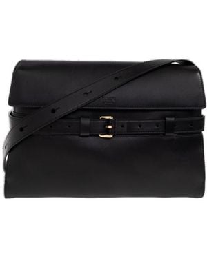 Moschino Logo Embossed Tie Me Shoulder Bag - Black