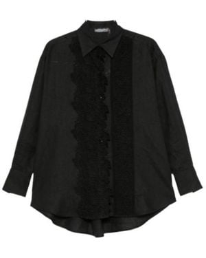 Ermanno Scervino Lace-Embroidery Linen Shirt - Black