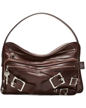Acne Studios Blucke-Detail Leather Shoulder Bag - Brown
