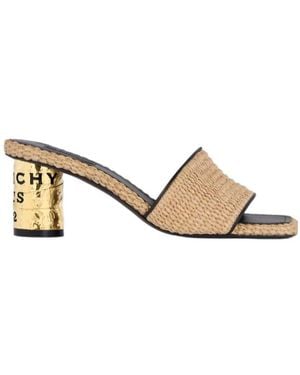 Givenchy Tape Raffia-Effect Heeled Mules - Natural
