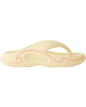 Rabanne Logo-Embossed Thong Sandals - Natural