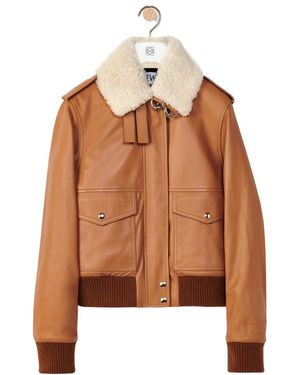 Loewe Zip-Up Leather Jacket - Brown