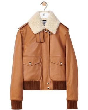Loewe Zip-Up Leather Jacket - Brown