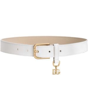 Dolce & Gabbana Buckle Charm Belt - White
