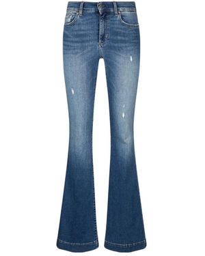 Liu Jo Distressed Embellished Bell-Bottom Jeans - Blue