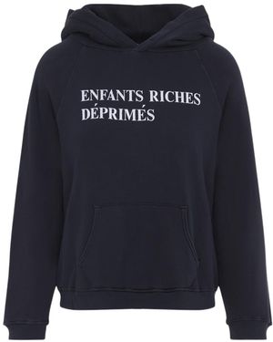 Enfants Riches Deprimes Logo-Print Cotton Hoodie - Blue