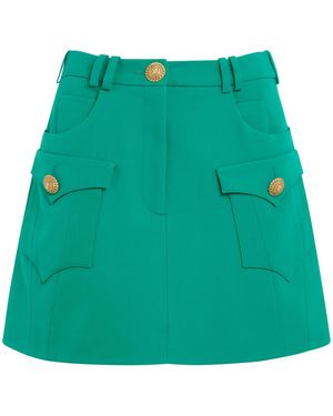 Balmain Button-Embellished Mini Skirt - Green