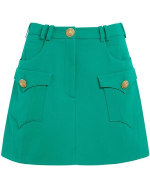 Balmain Button Skirt - Green