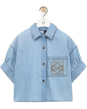 Loewe Paulas Ibiza Cropped Logo-Pocket Top - Blue