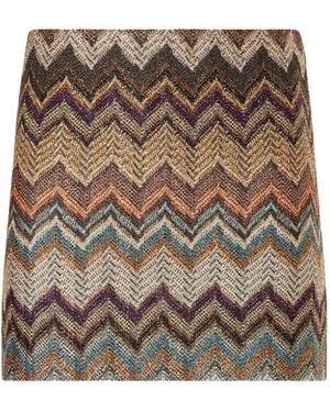 Missoni Striped Crochet-Knit Mini Skirt - Brown