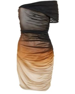 Mugler Ombré Off-Shoulder Mesh Minidress - Black