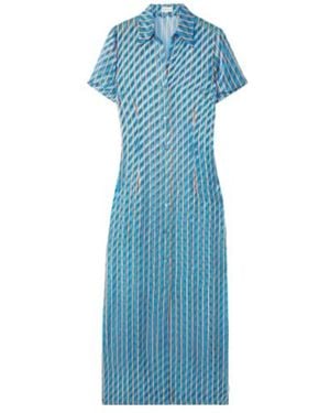 Dries Van Noten Striped Midi Shirt Dress - Blue