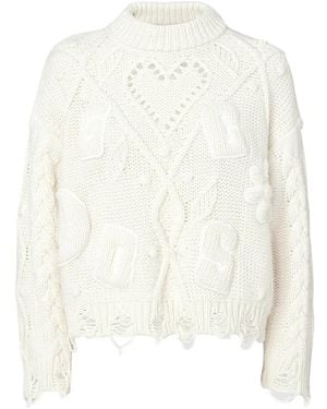 Gcds Destroyed Chunky-Knit Sweater - White