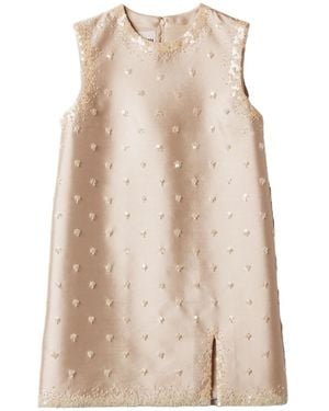 Miu Miu Embroidered Silk And Wool Mini-Dress - Natural