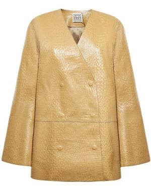 TOTEME Crocodile-Embossed Single-Breasted Blazer - Natural