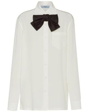 Prada Bow-Detail Buttoned Blouse - White