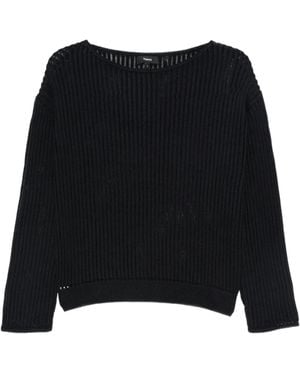 Theory Ribbed Boat-Neck Sweater - Black