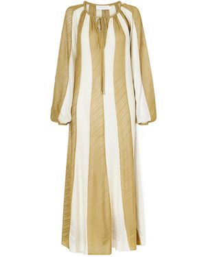 Zimmermann Mahon Splice Striped Mesh Midi Dress - Metallic