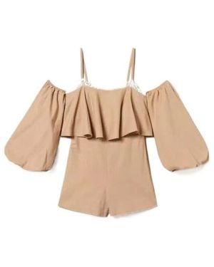 Twinset Lace-Detail Playsuit - Natural