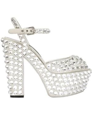Dolce & Gabbana Satin Platforms With Fusible Rhinestones - Metallic