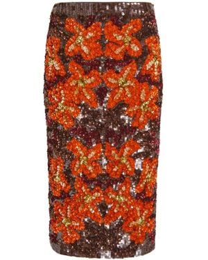 P.A.R.O.S.H. P.A.R.O..H. Embellished Midi Skirt - Orange